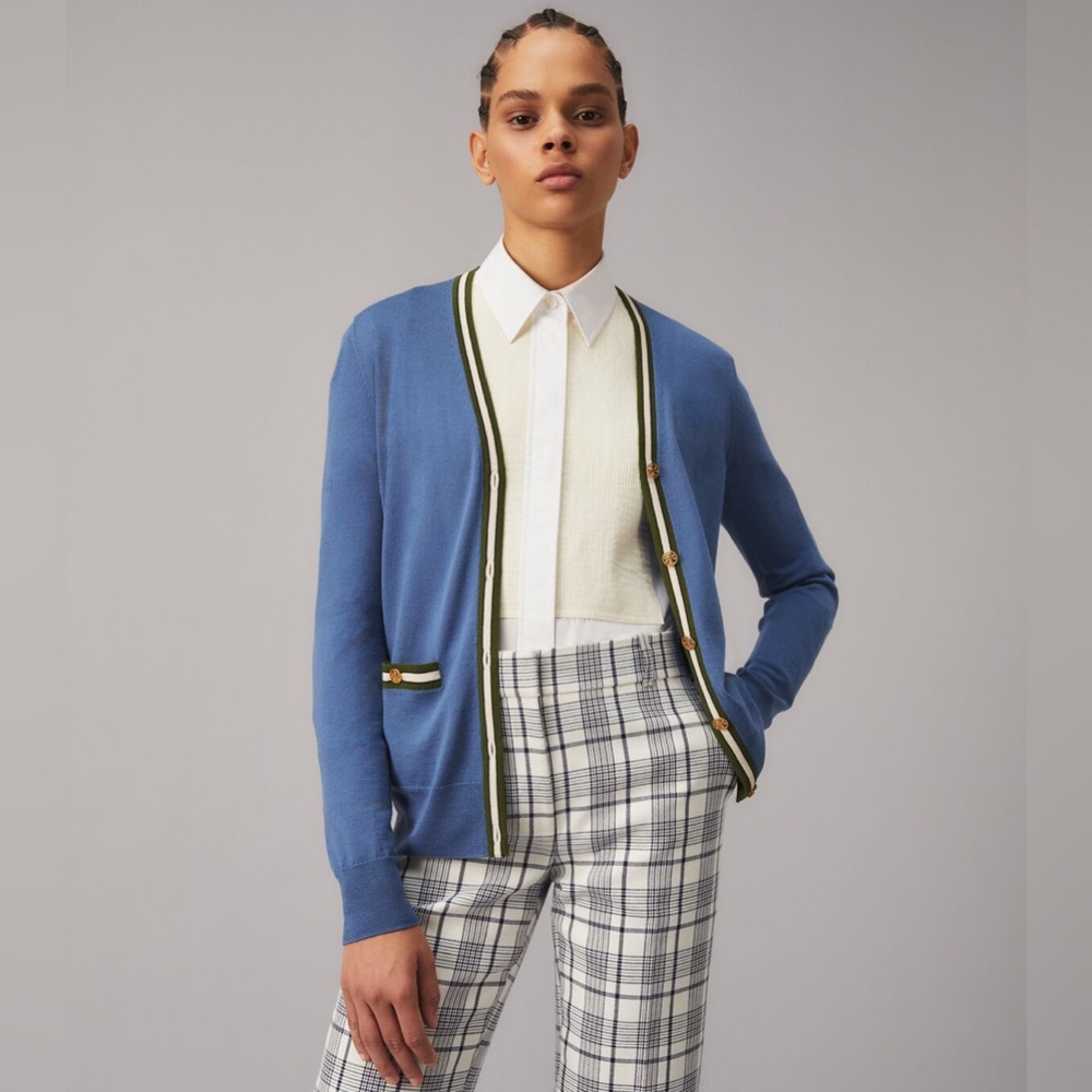 NWT Tory Burch Color-Block Madeline Cardigan Sweater Sz XS